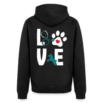 Love Tierarzt Tierärztin Veterinär - Unisex Premium Bio Zip Hoodie - Schwarz - Hinten - Nico (187cm)