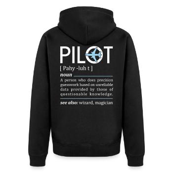 Pilot Definition Aeronautical Academy Fun Airplane - Unisex Premium Bio Zip Hoodie - Schwarz - Hinten - Nico (187cm)