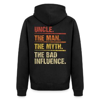 Vintage Fun Uncle Man Myth Bad Uncles Influence Hu - Unisex Premium Bio Zip Hoodie - Schwarz - Hinten - Nico (187cm)