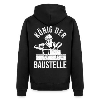 Maurer Maurermeister Bauarbeiter Handwerker - Unisex Premium Bio Zip Hoodie - Schwarz - Hinten - Nico (187cm)