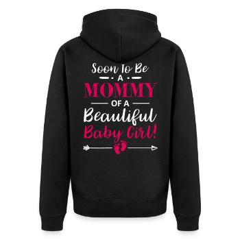 Soon To Be A Mommy Of a Baby Girl Funny Expecting - Unisex Premium Bio Zip Hoodie - Schwarz - Hinten - Nico (187cm)