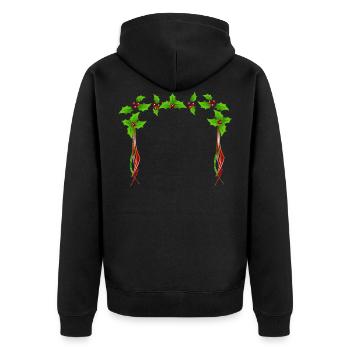 Christmas Holly Rahmen - Unisex Premium Bio Zip Hoodie - Schwarz - Hinten - Nico (187cm)