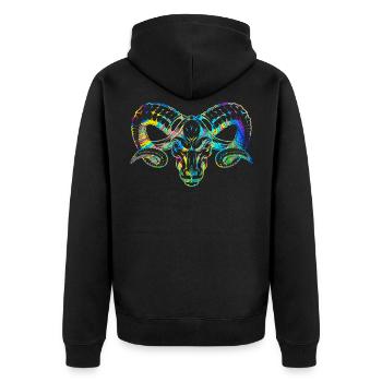 Widder Sternzeichen Horoskop - Unisex Premium Bio Zip Hoodie - Schwarz - Hinten - Nico (187cm)