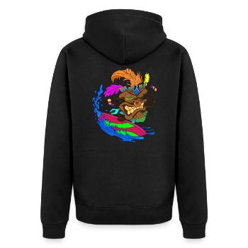 Tiki Masque TIKI Surfer - Veste à capuche bio Premium Unisexe - noir - Dos - Nico (187cm)