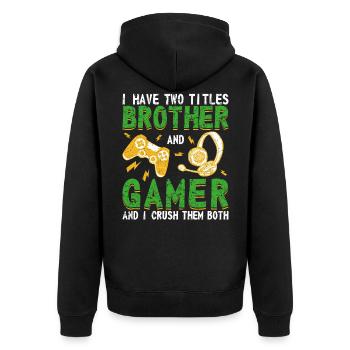 Gamer Boys Kids Video Games Lover Brother Gam - Unisex Premium Organic Zip Hoodie - black - Back - Nico (187cm)