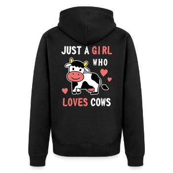 Nur ein Mädchen, das Kühe liebt Bauer Milch Liebha - Unisex Premium Bio Zip Hoodie - Schwarz - Hinten - Nico (187cm)
