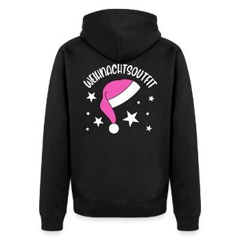 Weihnachten 2026 Outfit - Weihnachtsoutfit 2026 - Unisex Premium Bio Zip Hoodie - Schwarz - Hinten - Nico (187cm)