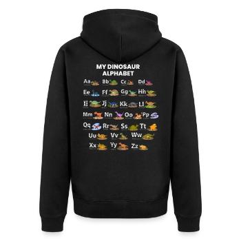 Dinosaur Alphabet - Unisex Premium Organic Zip Hoodie - black - Back - Nico (187cm)