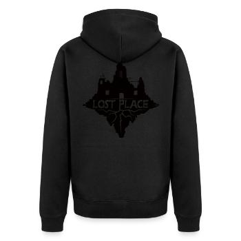 Lieu perdu - Urbex - Veste à capuche bio Premium Unisexe - noir - Dos - Nico (187cm)