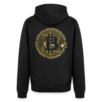 Bitcoin Or - Veste à capuche bio Premium Unisexe - noir - Dos - Nico (187cm)