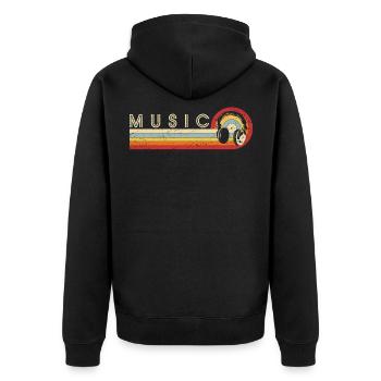 Retro Headphones Cool Vintage Music Lovers Rap - Unisex Premium Organic Zip Hoodie - black - Back - Nico (187cm)