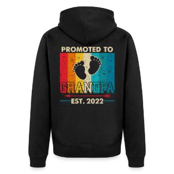 Befördert zum Opa Est 2022 Retro Neuer Großvater P - Unisex Premium Bio Zip Hoodie - Schwarz - Hinten - Nico (187cm)