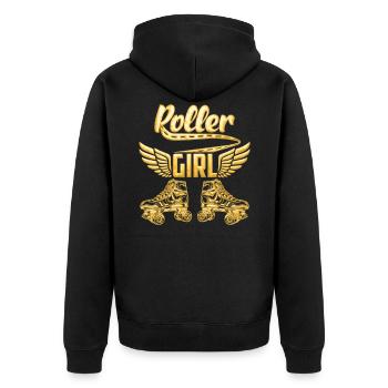 Roller Girl Gold | Roller skates Roller skating - Unisex Premium Organic Zip Hoodie - black - Back - Nico (187cm)