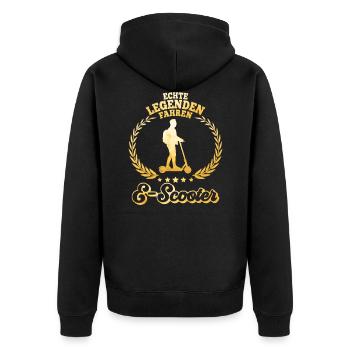 Echte Legenden fahren E-Scooter Eroller EScooter - Unisex Premium Bio Zip Hoodie - Schwarz - Hinten - Nico (187cm)