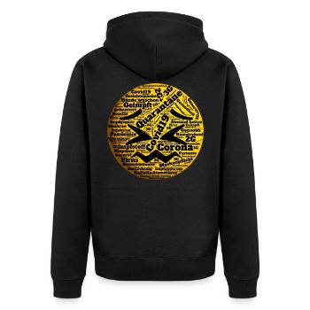 Corona Emoji Covid19 Nerverei - Unisex Premium Bio Zip Hoodie - Schwarz - Hinten - Nico (187cm)