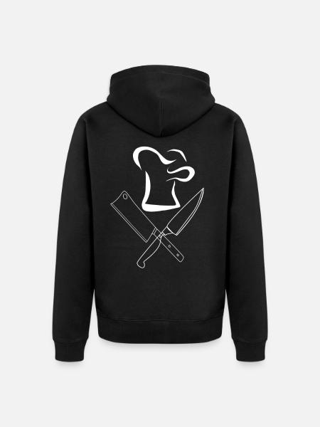 Kochmütze mit Messern - Unisex Premium Bio Zip Hoodie - Schwarz