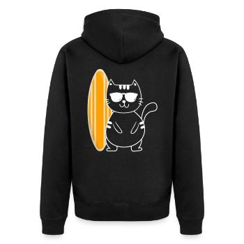Surfen Wellenreiter Surfer - Unisex Premium Bio Zip Hoodie - Schwarz - Hinten - Nico (187cm)