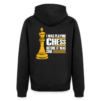 Pièce d’échecs - Veste à capuche bio Premium Unisexe - noir - Dos - Nico (187cm)