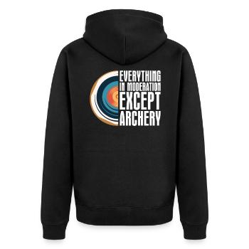 Bogenschütze Bogensport Pfeil Bogen Bogenschießen - Unisex Premium Bio Zip Hoodie - Schwarz - Hinten - Nico (187cm)
