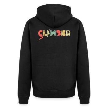 Retro Climbing Mountain Sports Vintage Climber - Unisex Premium Organic Zip Hoodie - black - Back - Nico (187cm)
