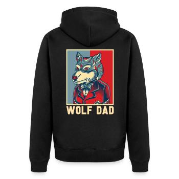 Wolf - Unisex Premium Organic Zip Hoodie - black - Back - Nico (187cm)