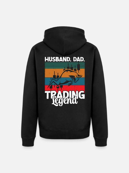 Husband Dad Trading Legend - Unisex Premium Organic Zip Hoodie - black