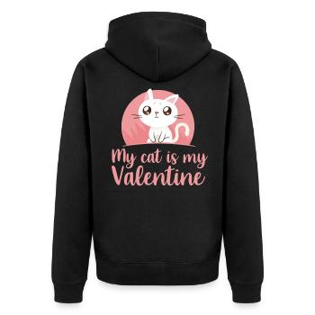 Valentinstag Valentines Day - Unisex Premium Bio Zip Hoodie - Schwarz - Hinten - Nico (187cm)