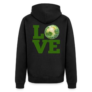 LOVE BRUSSELS SPROUTS - LOVE BRUSSEL SPROUTS - Unisex Premium Organic Zip Hoodie - black - Back - Nico (187cm)