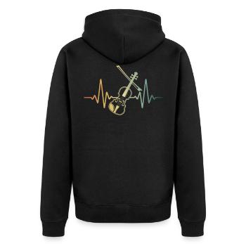 Violin Heartbeat Retro Violin Violinist - Unisex Premium Organic Zip Hoodie - black - Back - Nico (187cm)