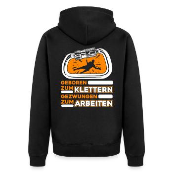 Klettern Bergsport Kletterer - Unisex Premium Bio Zip Hoodie - Schwarz - Hinten - Nico (187cm)