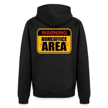 Home Office Warning Home Office Area Shield - Unisex Premium Organic Zip Hoodie - black - Back - Nico (187cm)