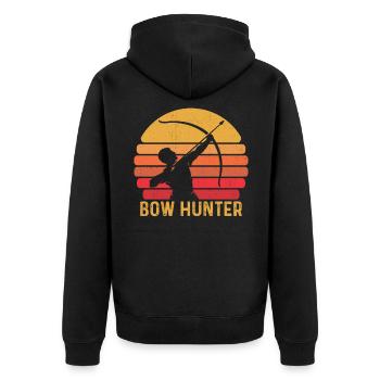 Retro Hunter Archer Bow Hunting Archery - Unisex Premium Organic Zip Hoodie - black - Back - Nico (187cm)