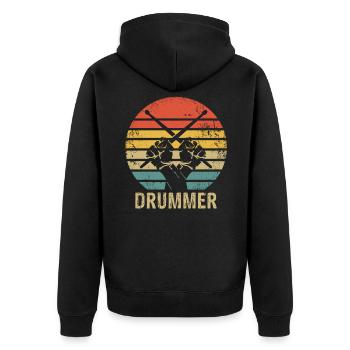 Retro Drums Drummer Vintage Drummer - Veste à capuche bio Premium Unisexe - noir - Dos - Nico (187cm)