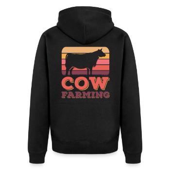 Retro Dairy Farmer Farmer Vintage Cow Farmer Farmer - Veste à capuche bio Premium Unisexe - noir - Dos - Nico (187cm)