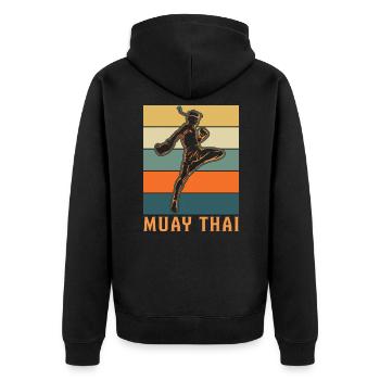 Retro Muay Thai Boxing Vintage Thaiboxen Boxer - Veste à capuche bio Premium Unisexe - noir - Dos - Nico (187cm)
