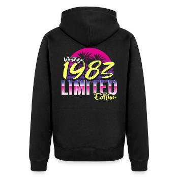 Geburtstag 1983 Vintage Retro 80er Jahre Design - Unisex Premium Bio Zip Hoodie - Schwarz - Hinten - Nico (187cm)