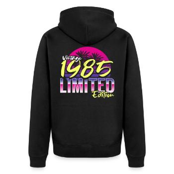 Geburtstag 1985 Vintage Retro 80er Jahre Design - Unisex Premium Bio Zip Hoodie - Schwarz - Hinten - Nico (187cm)