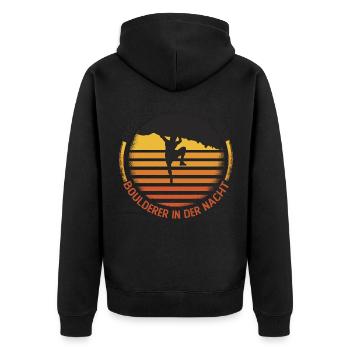 Bouldern - Unisex Premium Bio Zip Hoodie - Schwarz - Hinten - Nico (187cm)