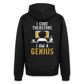 Programmierer Coder Software Entwickler - Unisex Premium Bio Zip Hoodie - Schwarz - Hinten - Nico (187cm)