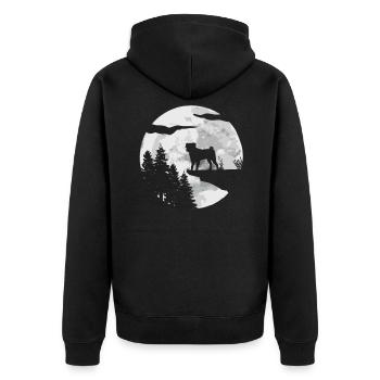 Mops Hund - Unisex Premium Bio Zip Hoodie - Schwarz - Hinten - Nico (187cm)