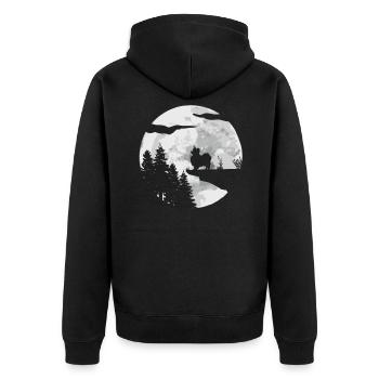 Papillon Hund - Unisex Premium Bio Zip Hoodie - Schwarz - Hinten - Nico (187cm)