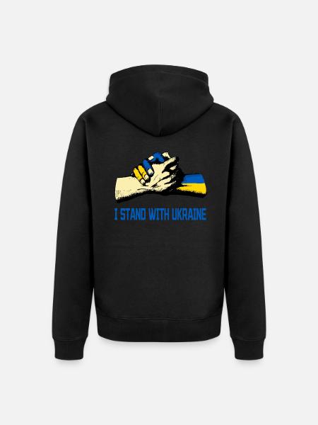 I Stand With Ukraine - Unisex Premium Organic Zip Hoodie - black