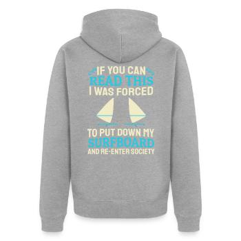 Windsurfing Windsurfen - Unisex Premium Bio Zip Hoodie - Grau meliert - Hinten - Nico (187cm)