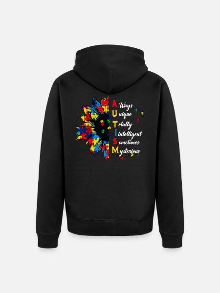Always Unique Totally Intelligent Mysterious - Unisex Premium Organic Zip Hoodie - black