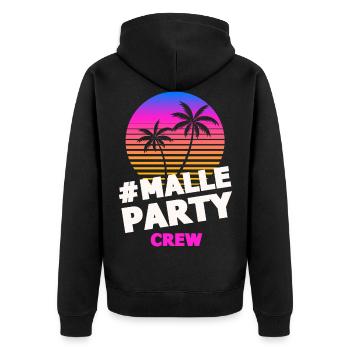 malle party crew bunt - Unisex Premium Bio Zip Hoodie - Schwarz - Hinten - Nico (187cm)