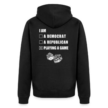 Board game - Unisex Premium Organic Zip Hoodie - black - Back - Nico (187cm)