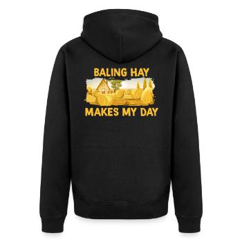 Landwirt Bauer Landwirtschaft - Unisex Premium Bio Zip Hoodie - Schwarz - Hinten - Nico (187cm)