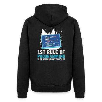 Programmierer Coder Software Entwickler - Unisex Premium Bio Zip Hoodie - Schwarz - Hinten - Nico (187cm)