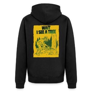 Holzhacker Holzfäller Förster Forstwirt - Unisex Premium Bio Zip Hoodie - Schwarz - Hinten - Nico (187cm)