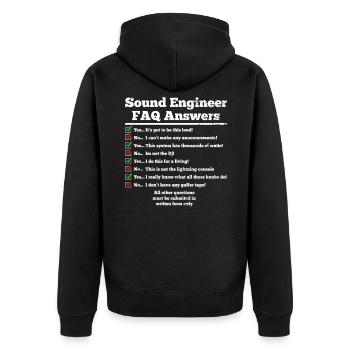 Tontechniker Sound Audio Engineer - Unisex Premium Bio Zip Hoodie - Schwarz - Hinten - Nico (187cm)
